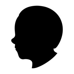 A Black Silhouette of a Child's Head in Profile View Illustration