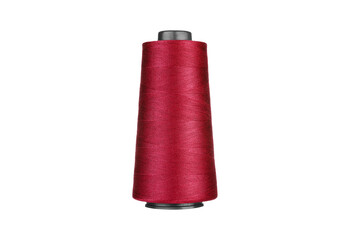 Bright red thread spool on a black background