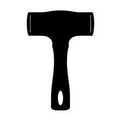 Black Axe Head Silhouette Illustration with Sharp Blade Edges and Mounting Hole