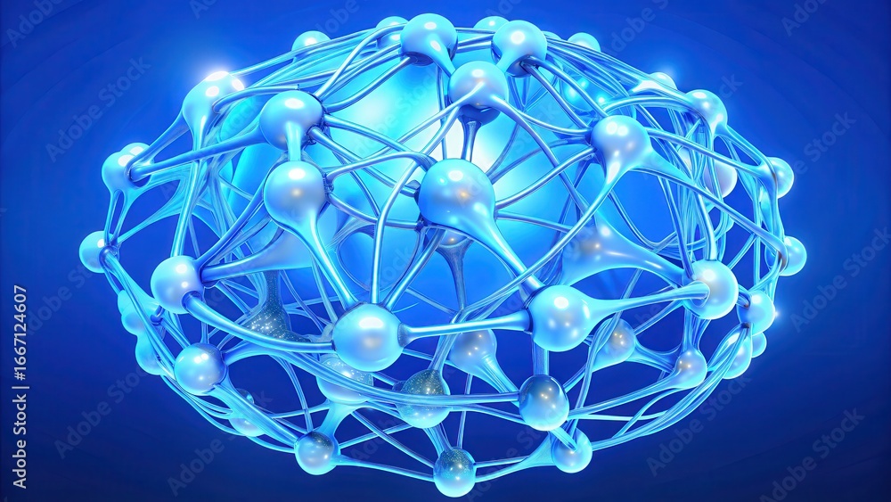Aufkleber explainable ai 3d representation of interconnected molecules in a blue background, symbolizing scien