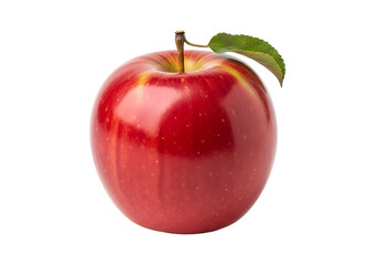 A vibrant red , highlighted against a pure black background, displays a glossy finish and a small leaf atop its stem.