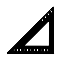 Black right triangle ruler with rounded edges and measurement indicators