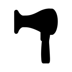 Monochrome silhouette of a hair dryer, illustrating personal care equipment