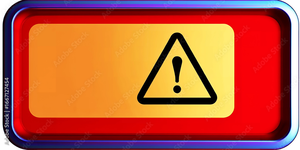 Aufkleber a warning sign with an exclamation point in a triangle on a red and yellow background
