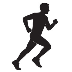 Obraz premium Running Man Silhouette Vector Image Depicting Fitness and Athleticism for Sports Health and Wellness Concepts Isolated on White