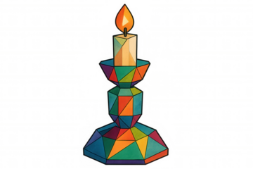 Vibrant crystal candlestick supporting glowing candle, transparent backdrop highlighting elegant lighting element for decorative and inspirational design compositions