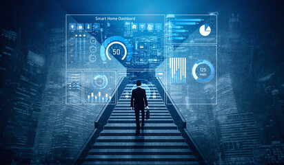 Smart home dashboard manages IoT system. Smart home dashboard controls temperature, dashboard...
