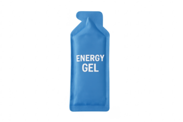 Blue energy gel sachet on transparent background