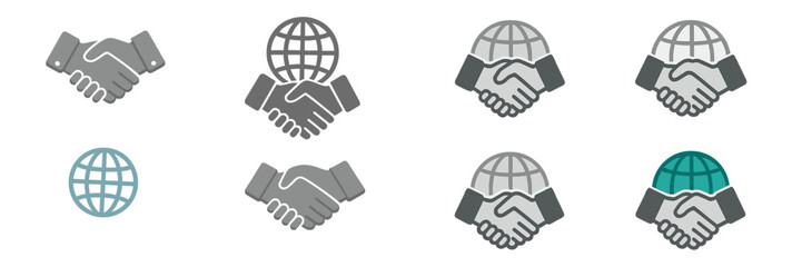 Global Business Handshake Partnership Concept, Minimalist flat design