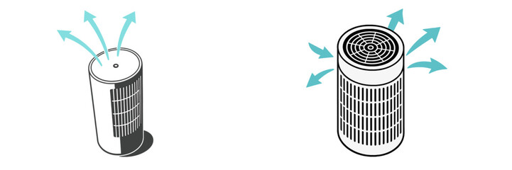 Air Purifier and Fan with Airflow, Minimalist flat design