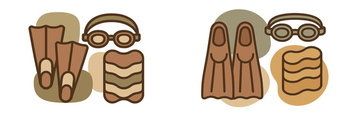 Swimming Equipment and Eyewear, Minimalist flat design