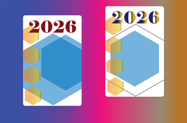 Set of 2026 Happy New Year logo text design. 2026 number design template, Calender Mockup, Vector illustration