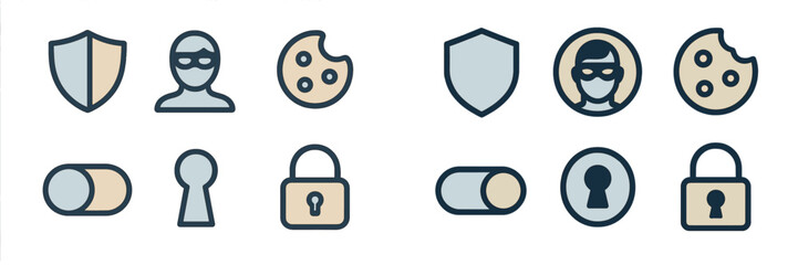 Cybersecurity Symbols Set, Minimalist flat design