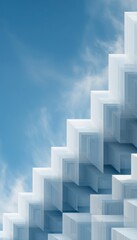 Fototapeta premium Abstract Blue Sky and Cubic Shapes in Perspective