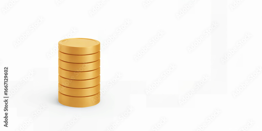 Aufkleber a stack of gold coins is positioned on a white background in a studio shot image view