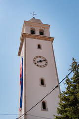 One of the peculiarities of Skradin is campanile (bell tower) from 1872, which, due to its weight, was not built next to Church of Nativity of Mary, but rather on a cliff 60 m away, Skradin, Croatia.