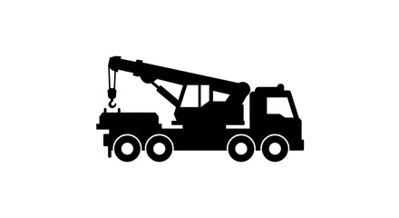 Naklejka premium Mobile Crane Truck Black Silhouette Illustration on White Background heavy equipment silhouette