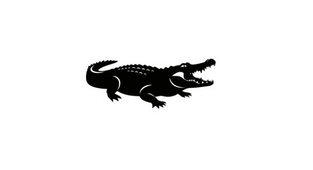 Bold Black Crocodile with Open Mouth Silhouette