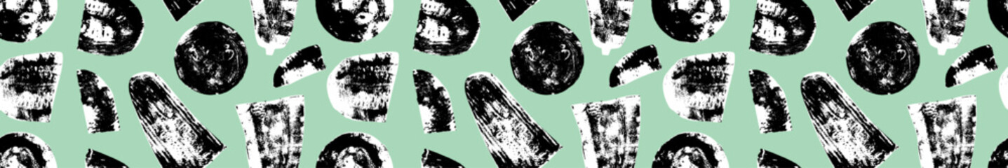 Minimalist seamless vector pattern with hand-drawn zucchini prints, abstract vegetable background for wrapping paper, wallpaper, branding, organic farm design.