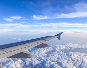 Obraz premium Wing of an air plane and clouds 