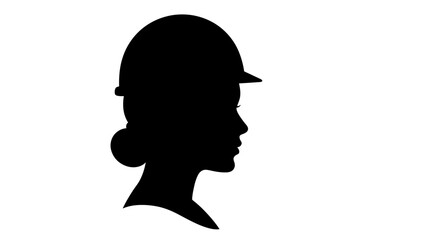 Female Construction Worker Profile Wearing Hard Hat Silhouette