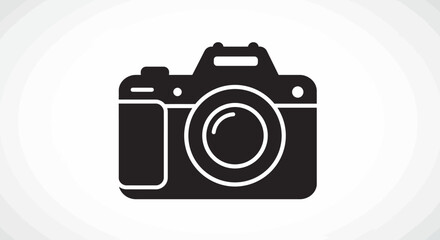 Camera Minimalist Vector Illustration in Black and White Simple Silhouette