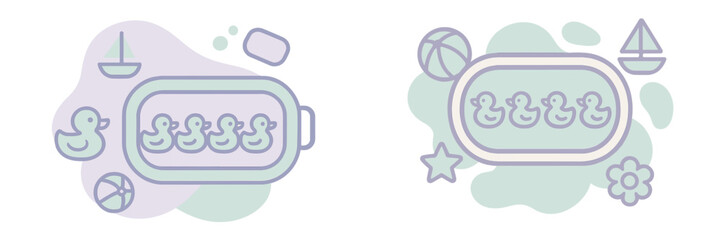 Rubber Ducks and Bath Toys Collection, Minimalist flat design