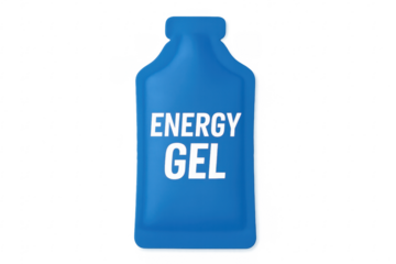 Blue energy gel sachet on transparent background