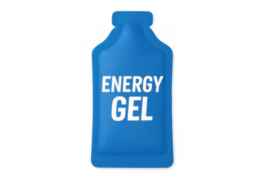 Blue energy gel sachet on transparent background