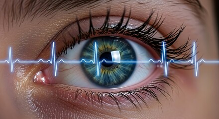 Eye and ekg line showing concept of vision and health