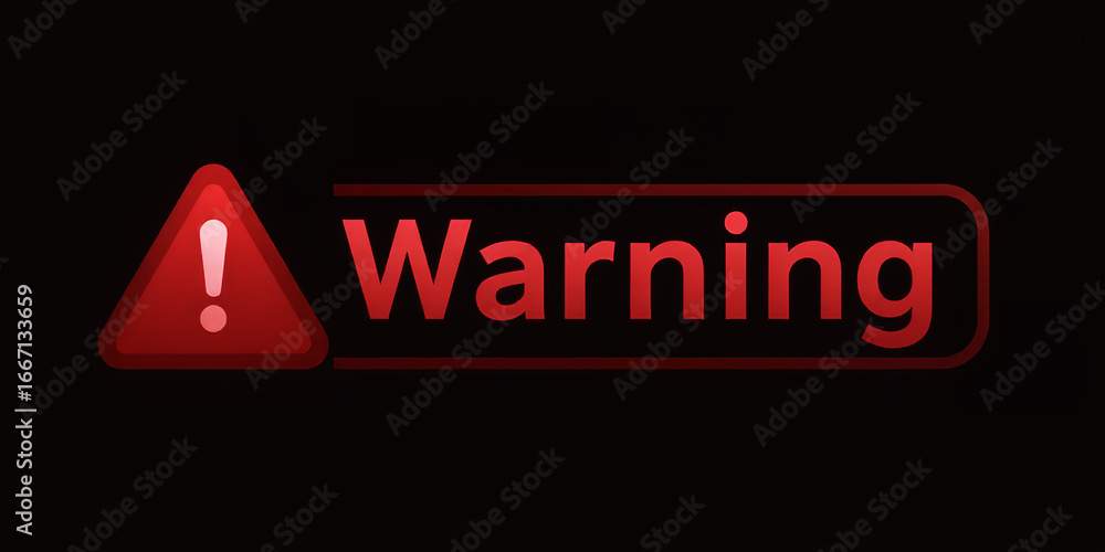 Poster a red warning sign with an exclamation point and the word warning on a black background