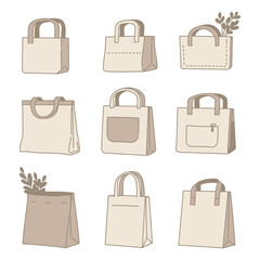 A collection of various stylish and simple handbag designs and tote bags