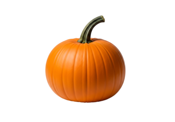 A vibrant orange pumpkin stands out against a stark black background.