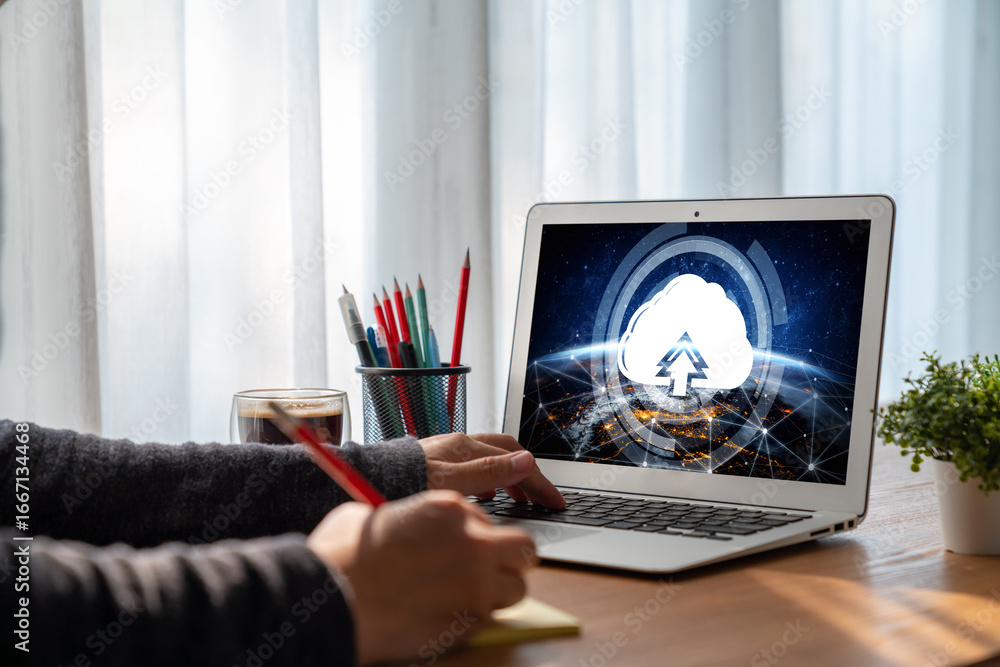 Poster cloud computing software for modish remote work and personal data storage