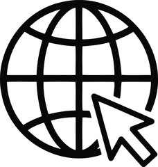 Globe and Cursor Icon Representing Internet and Online Access.