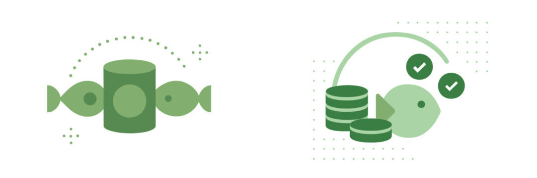 Data fishing and successful checks, Minimalist flat design