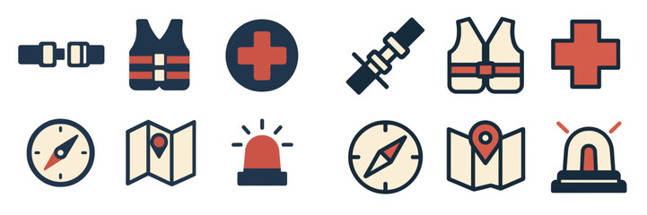 Safety and Navigation Symbols Collection, Minimalist flat design