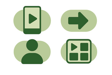 Fototapeta premium User profile and media playback icons, Minimalist flat design