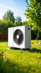 Outdoor air conditioner unit in a grassy yard (1)