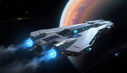 Advanced Spaceship in Orbit Around a Distant Planet
