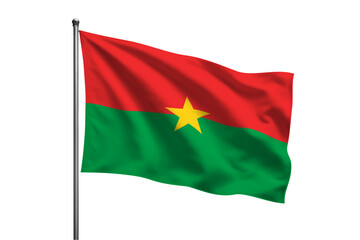 Burkina Faso waving flag on a pole PNG