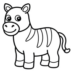 A funny cartoon illustration of a cute baby hippo swimming in nature