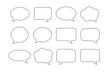 Set of 12 Speech Bubbles on Transparent Background