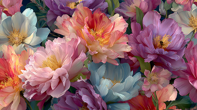 High-resolution digital floral design fabric print - Powered by Adobe