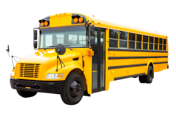 Yellow School Bus Isolated on Background yellow bus transportation isolated on a transparent background