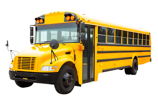 Yellow School Bus Isolated on Background yellow bus transportation isolated on a transparent background