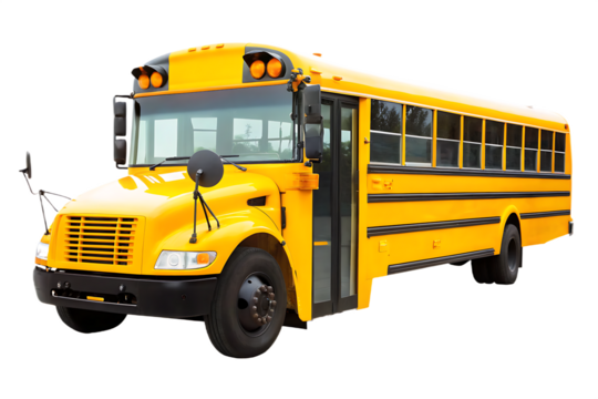 Yellow School Bus Isolated on Background yellow bus transportation isolated on a transparent background