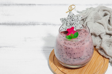 Pitaya smoothie, healthy detox drink. Trendy beverage, useful breakfast idea