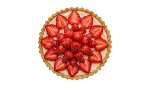 Overhead Shot of a Strawberry Tart Dessert png trasparent PNG cut out