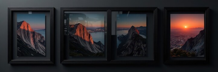 Overlapping black picture frames on a black background , shape, stylish